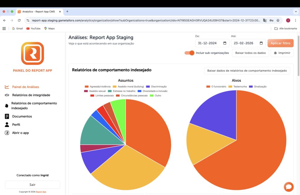 Sistema de Gestão de Casos Report App